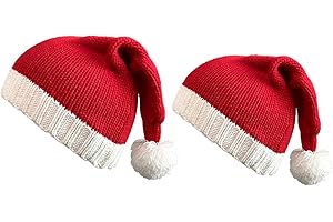 Anlaey Santa Hat Knitted Christmas Hats Elk Horn Winter Crochet Xmas Hat for Kids Adults