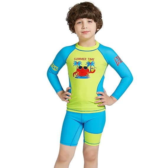 boy wearing one piece swimsuit