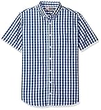 Nick Graham Men's Shield Short Sleeve Sport Shirt, Captain America Gingham (Blue), Small