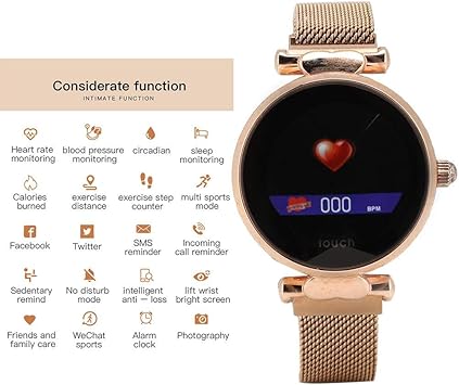 Oumij Smartwatch para Mujer Chica Reloj Inteligente Rastreador de ...