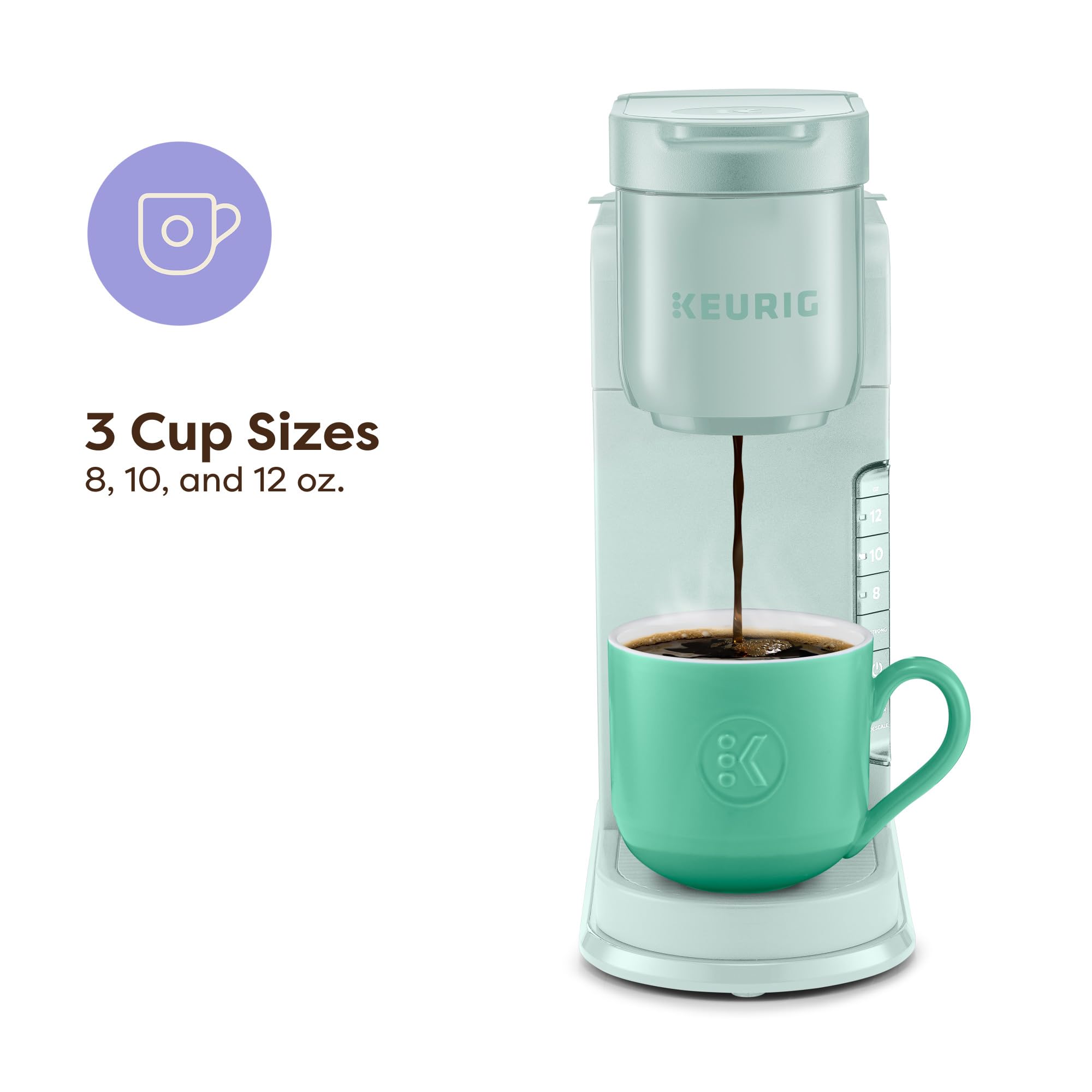 Keurig K-Express Cafetera de cápsulas K-Cup de una sola porción, 3 tamaños de preparación, función de botón fuerte, depósito extraíble de 42 oz, menta