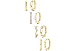 Jstyle Small Gold Hoop Earrings for Women Trendy 14K Gold Plated Huggie Earrings Hypoallergenic Cartilage Earring Stacks Cute Dainty Huggie Hoops Earring Sets for Multiple Piercing