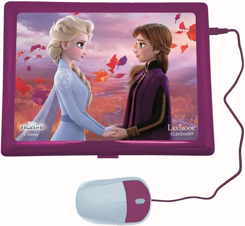 Disney Frozen 2 - Portátil educativo e bilingue francês/inglês - Brinquedo para raparigas com 124 atividades de aprendizagem, jogos e música com a Elsa e a Anna - Azul/Roxo, JC598FZi1