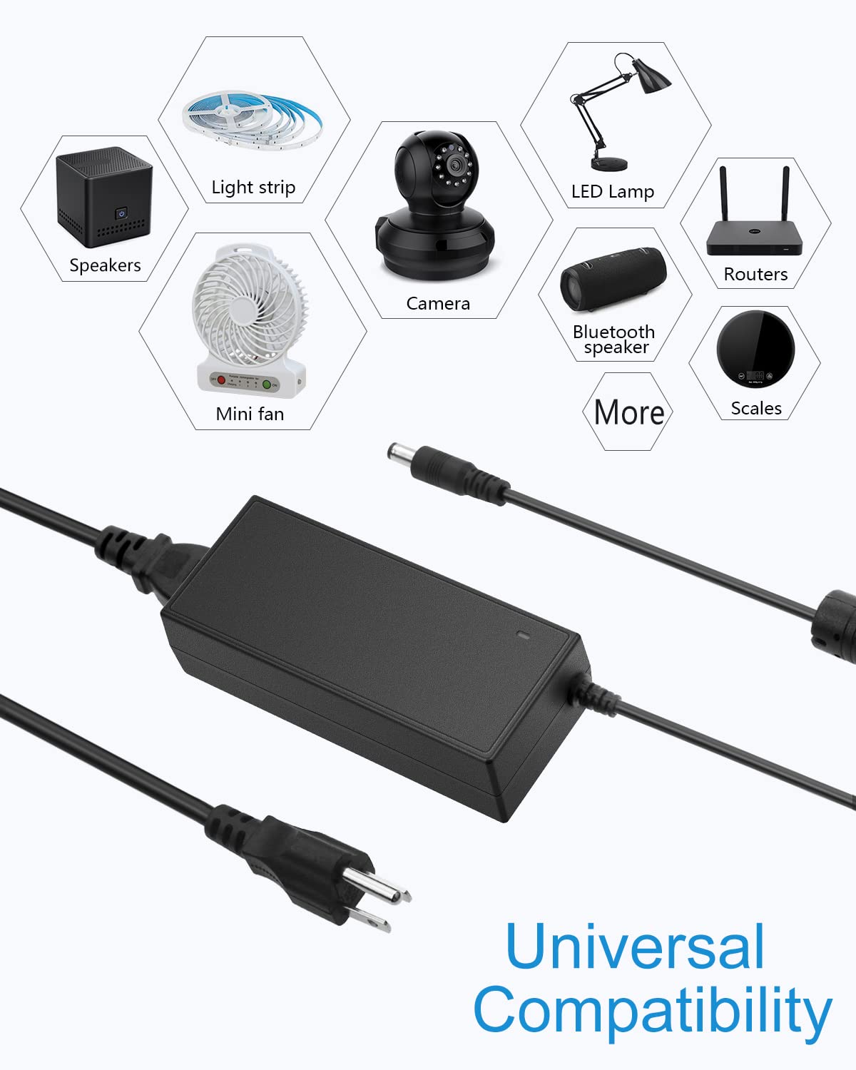 ALITOVE 24V 6A Power Supply Adapter Converter 100-240V AC to DC 24 Volt 144W 6Amp 5A 4A Transformer with 5.5x2.5mm Plug for LED Strip Light CCTV Camera Monitor Massage Chair DC Pump Fan