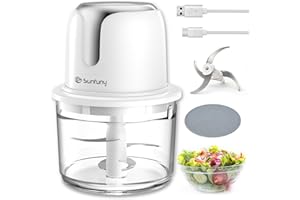 Food Processor Cordless, Small Wireless Chopper with 5-Cup Glass Bowl, 6000mAh Battery USB-C Rechargeable Electric Vegetable 
