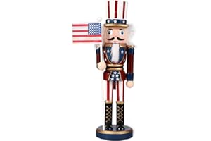 VALICLUD Nutcracker Figures Patriotic Nutcracker Wooden Nutcracker Soldier Figurines Christmas Nutcracker Figurine with USA Flag