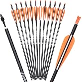 16/18/20 Inch Carbon Crossbow Bolts Hunting Archery Arrows with 4" Vanes Moon Nocks Target Tip (Pack of 12)