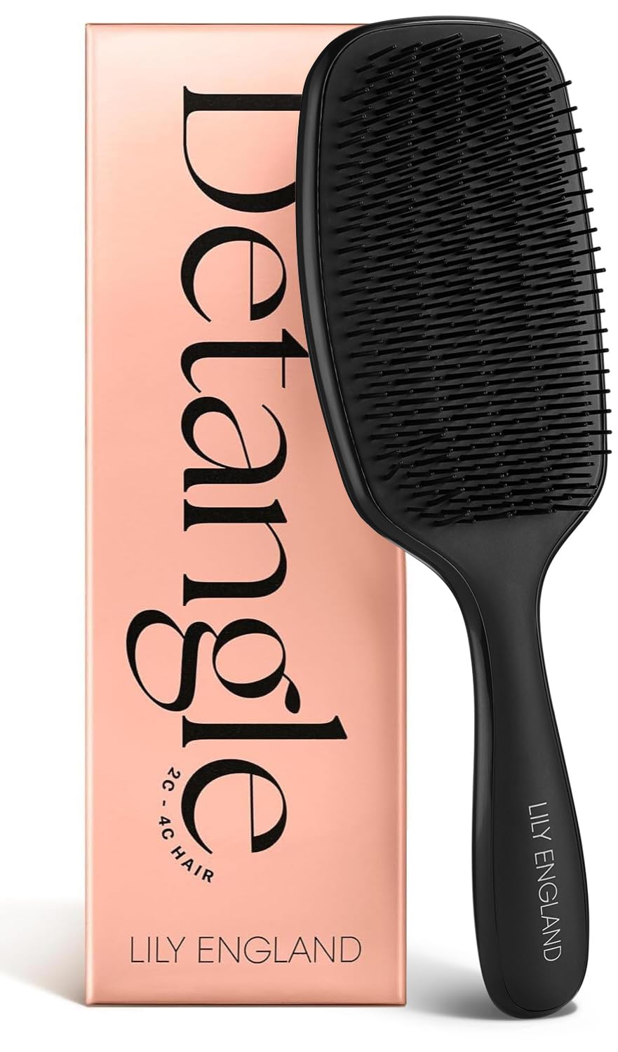 Lily England Curly Hair Brush for Detangling & Styling - Pain-Free Curl Brush for Wet & Dry with Flexible Bristles - Easy to Hold Hairbrush for Curly Women with 3c to 4c Hair, Black