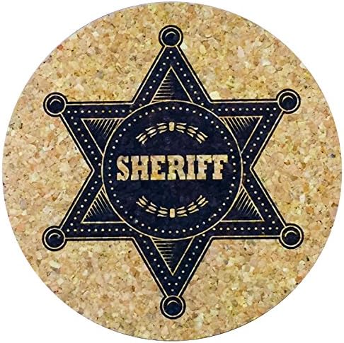 XL Coasters Sheriff Badge (6 Inch, Set of 2) – Oversized cork absorbent drink coasters