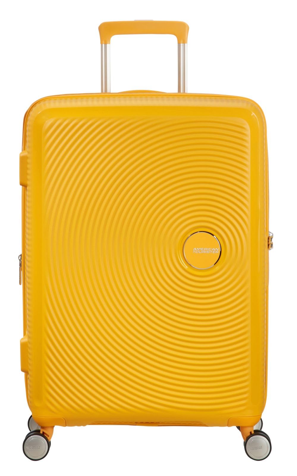 American Tourister Soundbox - Hard Shell Suitcase 67 cm Medium - Trolley Suitcase with 4 wheels, TSA Lock, Expandable & Light - 71.5/81 L - Yellow (Golden Yellow)