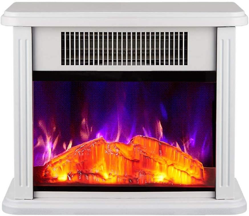 Atten Mini Electric Fireplace Portable Heater, Two Files, Metal Frame, Bench Room Heating, Space Heating Fan (Color : Black)