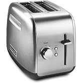 KitchenAid 2-Slice Toaster with Manual Lift Lever, KMT2115, Stainless Steel | Extra-wide Slots for Bagels and Thick Breads, Adjustable Shade Control, Removable Crumb Tray, Metal Exterior for Durability