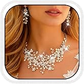 Unicra Rhinestone Jewelry Set Silver Bridal Wedding Jewelry Sets Prom Formal Necklace Earrings Sets for Women and Brides
