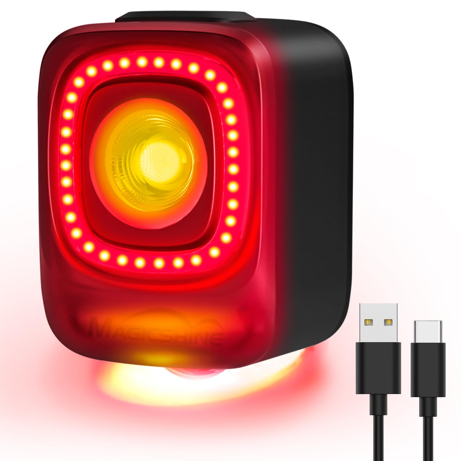 Magicshine SEEMEE 200 V3.0 USB C Rechargeable Bike Tail Lights,200 Lumens Max Output,360° Visibility, Smart Brake Sensor IPX6 Waterproof Rear Bike Lights for Road Urban Cyclists