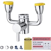 TIDYENDURE Eye Wash Station Yellow, Faucet Mounted Eyewash Station with Cover, Emergency Eye Wash Station Sink Attachment, Eye Wash Kit, Eye Wash Unit for Lab, Factory, Industry Site, Workshop, Office