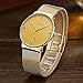 WWOOR Men's Ultra Thin Mesh Band Stainless Steel Watches Male Elite Sports Date Wrist Watch Gold
