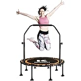 K KENSONE 40/48" Rebounder Trampoline for Adults, Bungee, 450/550 LBS Quiet | Foldable Exercise Rebounder for Adults, Adjustable Handlebar, Mini Indoor Trampoline for Fitness Gym Workout Low-Impact small