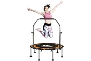 K KENSONE 40/48" Foldable Rebounder Trampoline for Adults with Bungee, 450/550 LBS Quiet Indoor Mini Trampoline for Adults Fitness, Gym Workout, Home Exercise