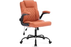 Office Chair with Adjustable Inflatable Lumbar Support,Leather Ergonomic Computer Desk Chair with Flip-up Arms,Adjustable Til