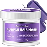Keratin & Biotin Purple Hair Mask - Neutralizes Yellow & Orange Brassy Tones for Blonde, Silver, Bleached Hair - Deep Hydrating with Argan Oil & Collagen for Dry, Damaged, Frizzy Hair, 10.1 oz