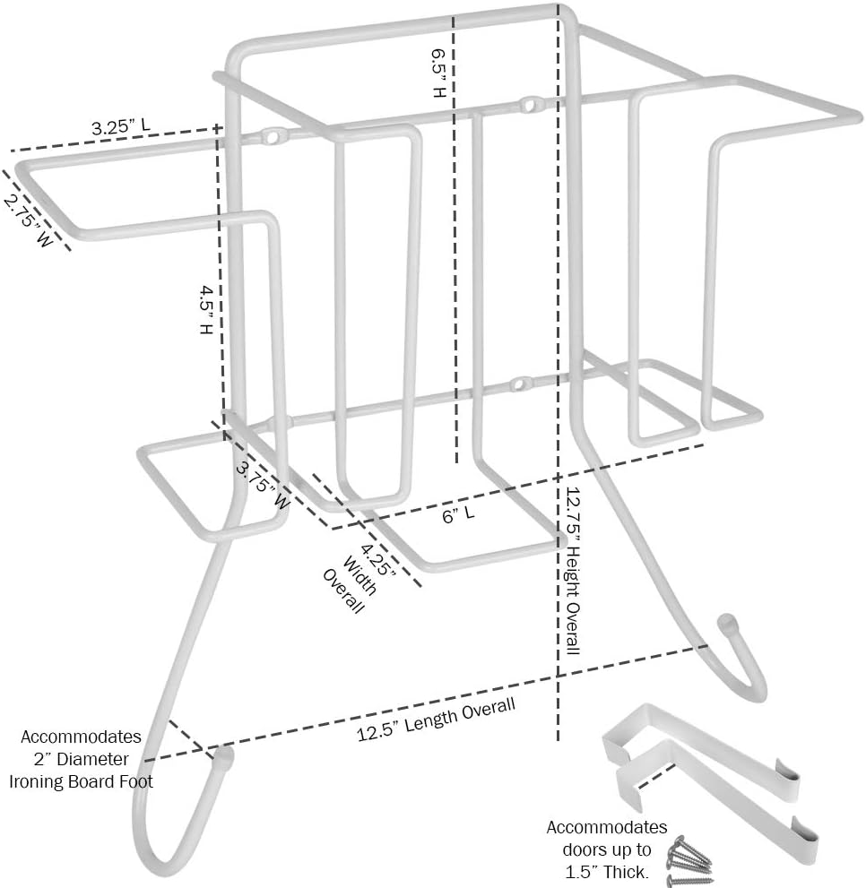 Evelots Ironing Board Holder-Over Door/No Tool or Wall Mount-Iron/Bottle Baskets: Home & Kitchen
