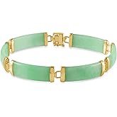 Belacqua Natural Green Jade Link Bracelet in Sterling Silver, 7.5 Inches Length, Fashion Jewelry for Women, Gift Box Included
