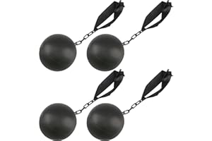 Cagemoga 4 Pack Halloween Prison Ball and Chain Plastic Ball Chain Props for Halloween Cosplay Prison Themed Party Costume Accessory