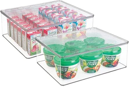 mDesign Fiambrera con tapa para nevera - Recipiente transparente para