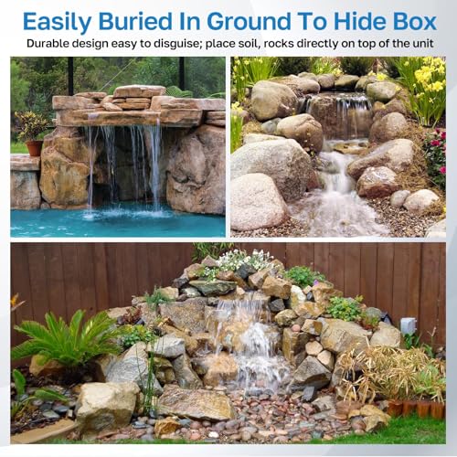 POPOSOAP Pond Waterfall with 4500 L/H Pond Pump, 3m Corrugated Tubing, Filter Media, Pond Waterfall Filter for Outdoor Garden Pond, Streams, Water Features