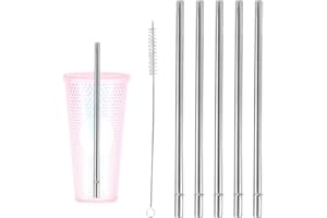 Lyreh 6 Pcs Stainless Steel Straws Replacement for Starbucks Cold Cup Venti 24 oz, Reusable & BPA-Free Metal Straight Tumbler
