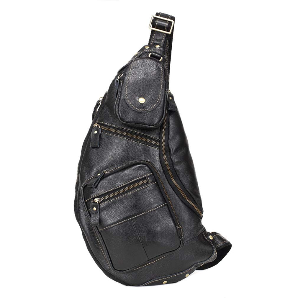 Xieben Vintage Leather Sling Chest Bag Crossbody Pack for Men Women Travel Outdoor Shoulder Pack Backpack Daypack