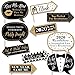 Big Dot of Happiness Funny New Year's Eve Photo Booth Props Kit, 10-Piece, Black & Gold, Cardstock & Wood