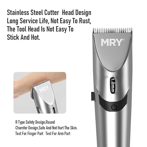 MRY CORDLESS HAIR CLIPPERS FOR BARBER CLIPPERS PROFESSIONAL WATERPROOF LCD HAIR CLIPPERS STAINLESS STEEL BLADE USB RECHARGEABLE FOR MEN WOMEN HAIR CUTTING (SILVER COLOR)
