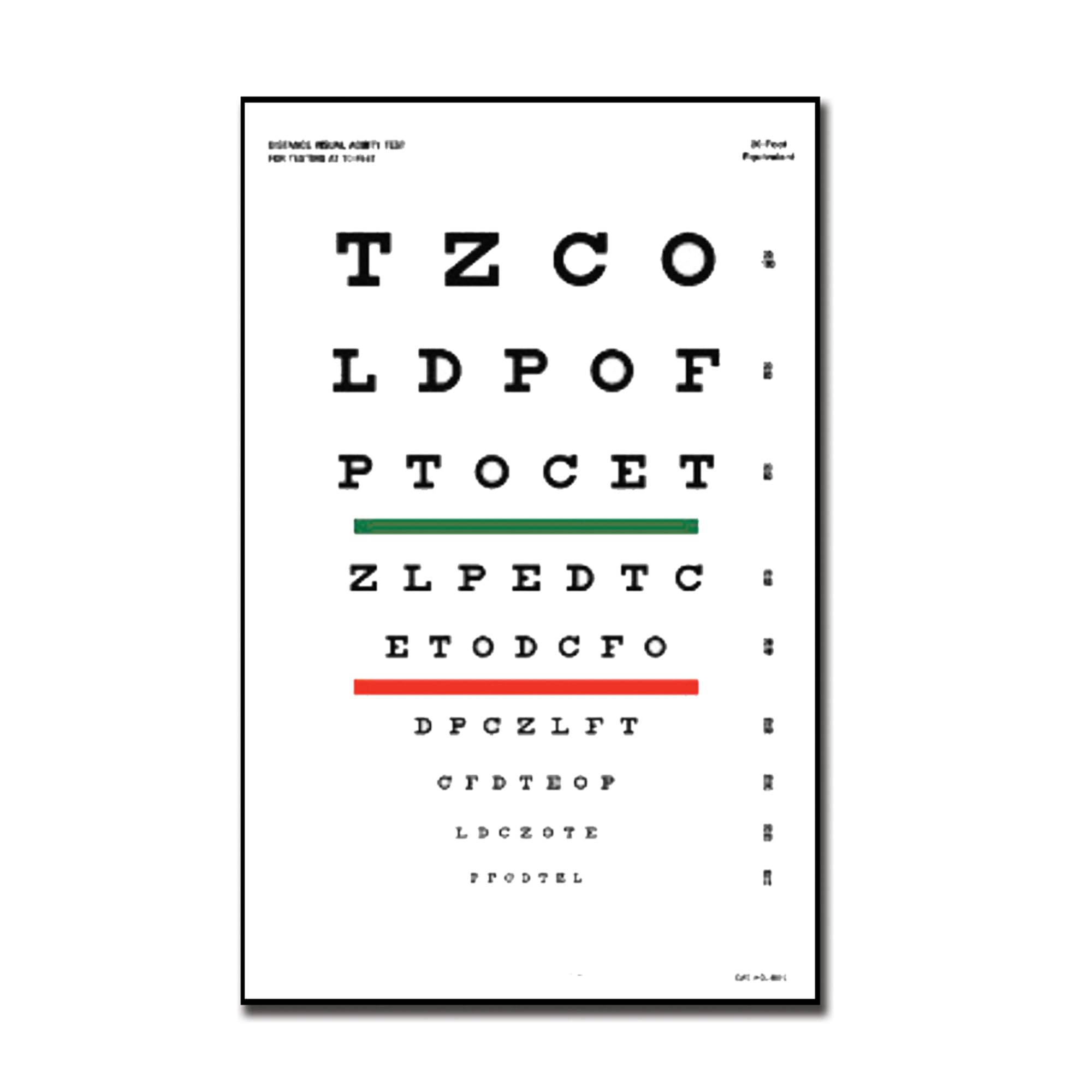 Gima 31301 - Snellen Optometric Chart, Colour Bar Chart with Red and Green Bar, Dimension 23 x 35.5 cm, Distance 3 m