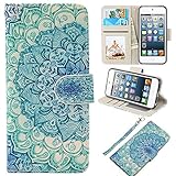 iPod Touch Case, UrSpeedtekLive iPod Touch 5 Case, iPod Touch 6 Case, Premium PU Leather Wristlet Flip Case Cover with Card Slots & Stand for Apple iPod Touch 5 /6 , Mandala flower