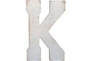 ABELOTS Large Distressed White Wash Alphabet Wall Decor Monogram Letter (K)