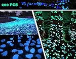 KLEMOO Glow in the Dark Pebbles 200 PCS, Artificial Decorative Stones Rocks for Walkways and Aquarium in Blue, Create Glowing "Starry Night" Garden