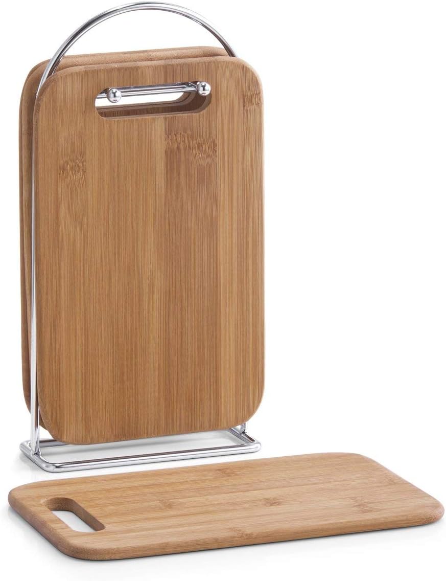 Zeller 25264 Brettchenständer, 5-teilig, Bamboo/Chrom / 15 x 6,5 x 30