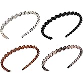 Mimalexin 4PCS Wavy Headbands, Plastic Non-Slip Headbands for Women, Flexible Hair Comb, Stylish Hair Accessories