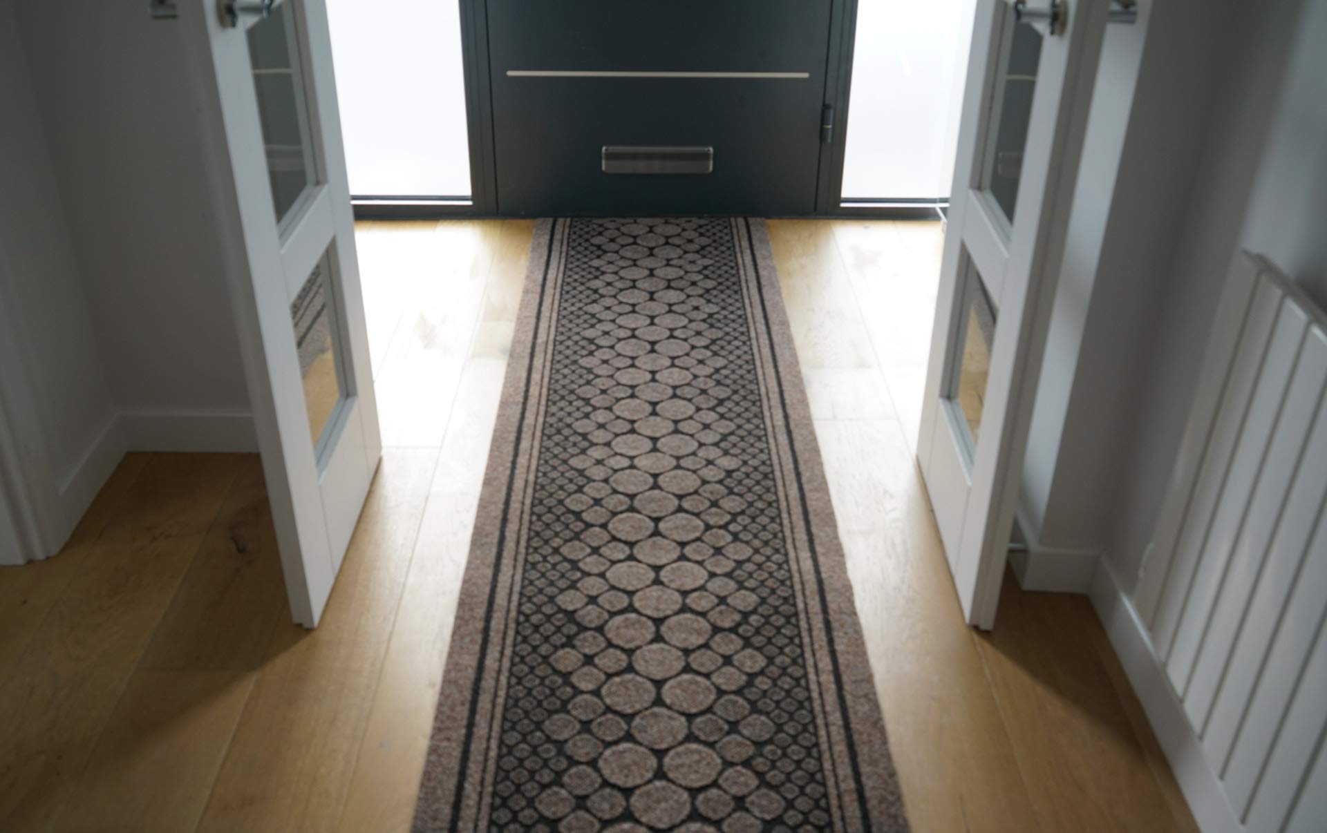 Serdim Rugs Cork Non Slip Hallway Runner - Stair Runner - Custom Long Length Hard Wearing Rubber Back Entrance Pebble Design Mats - Kitchen Runners, Brown, Length:40ft(1219.2cm)