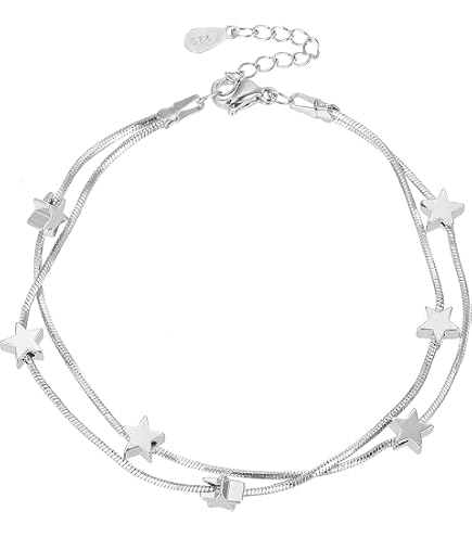 Amazon.com: Dainty Star Moon Bracelets 925 Sterling Silver Crystal