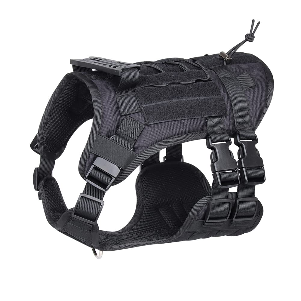 FEimaX Tactical Dog Harness No Pull Adjustable Pet Harness, Military Service Harnesses with Handle, Dog Vest with Molle Loop Panels for Medium Large Dogs Training Hunting Walking