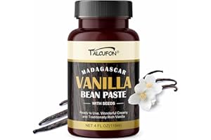 TALCUFON Vanilla Bean Paste for Baking and Cooking, Premium Madagascar Vanilla Made with Real Seeds, Vegan and Gluten-Free, 4 Ounce