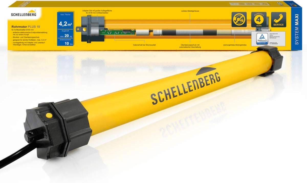 Schellenberg Rohrmotor Set – Rolladenmotor Mini 6 Nm (SW 40) + Zeitschaltuhr Plus Für Automatische Rollladensteuerung