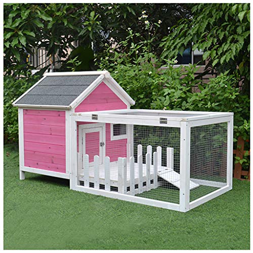 AIOEJP Kaninchenstall aus Holz, mit ausziehbarer Wanne, erhöhtes Haus, Unterschlupf für den Außenbereich, Garten…