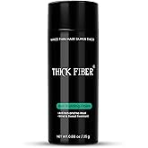THICK FIBER Hair Fibers for Thinning Hair & Bald spots (BLACK) - 25g Bottle - Conceals Hair Loss in Seconds - Hair Powder for Women & Men