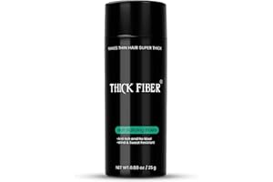 THICK FIBER Hair Fibers for Thinning Hair & Bald spots (BLACK) - 25g Bottle - Conceals Hair Loss in Seconds - Hair Powder for