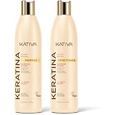KATIVA Keratin Shampoo and Conditioner Set, Sulfate Free Formula for Damaged, Dry and Dull Hair, Nourishes, Softens and Adds Shine, 355 mL Each