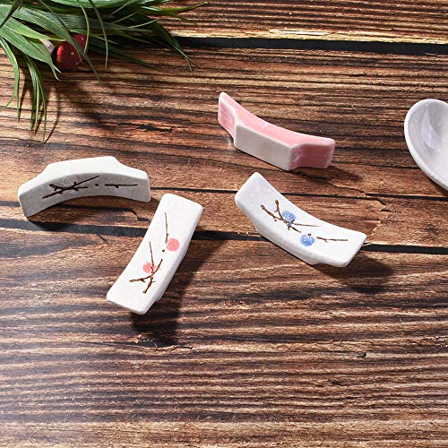 Japanese Style set of 4pcs Ceramic Chopstick Stand Rest Rack Spoon Fork Knife Holder Set
