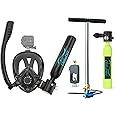 CHIKADIV Mini Scuba Tank with Sub-Mask, 0.5L Diving Tank with Full-face Mask Underwater Breath System up to 10 Minutes